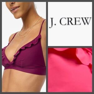 NWT J. Crew Ruffle French Bikini Top - Pink